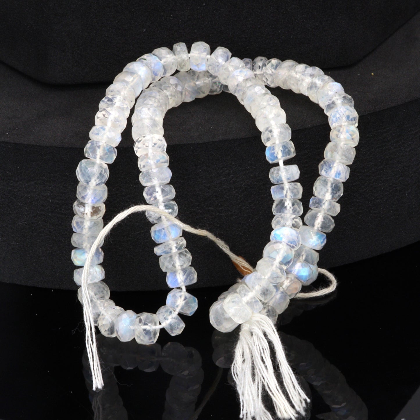 AA Blue Rainbow Moonstone 6mm Faceted Rondelles