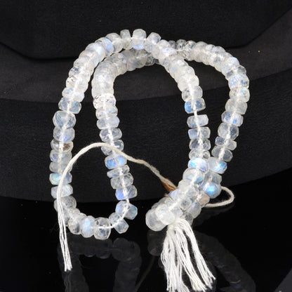 AA Blue Rainbow Moonstone 6mm Faceted Rondelles