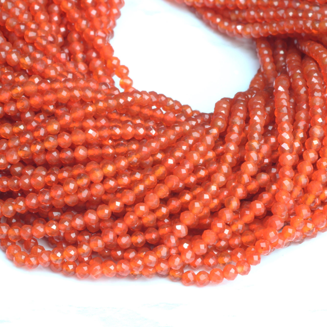 Orange Carnelian 2mm Faceted Rounds