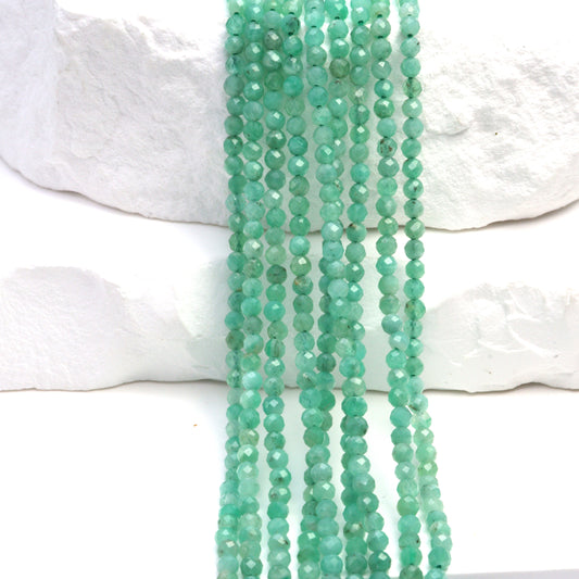 Light Green Emerald 2.5mm Faceted Rounds Bead Strand