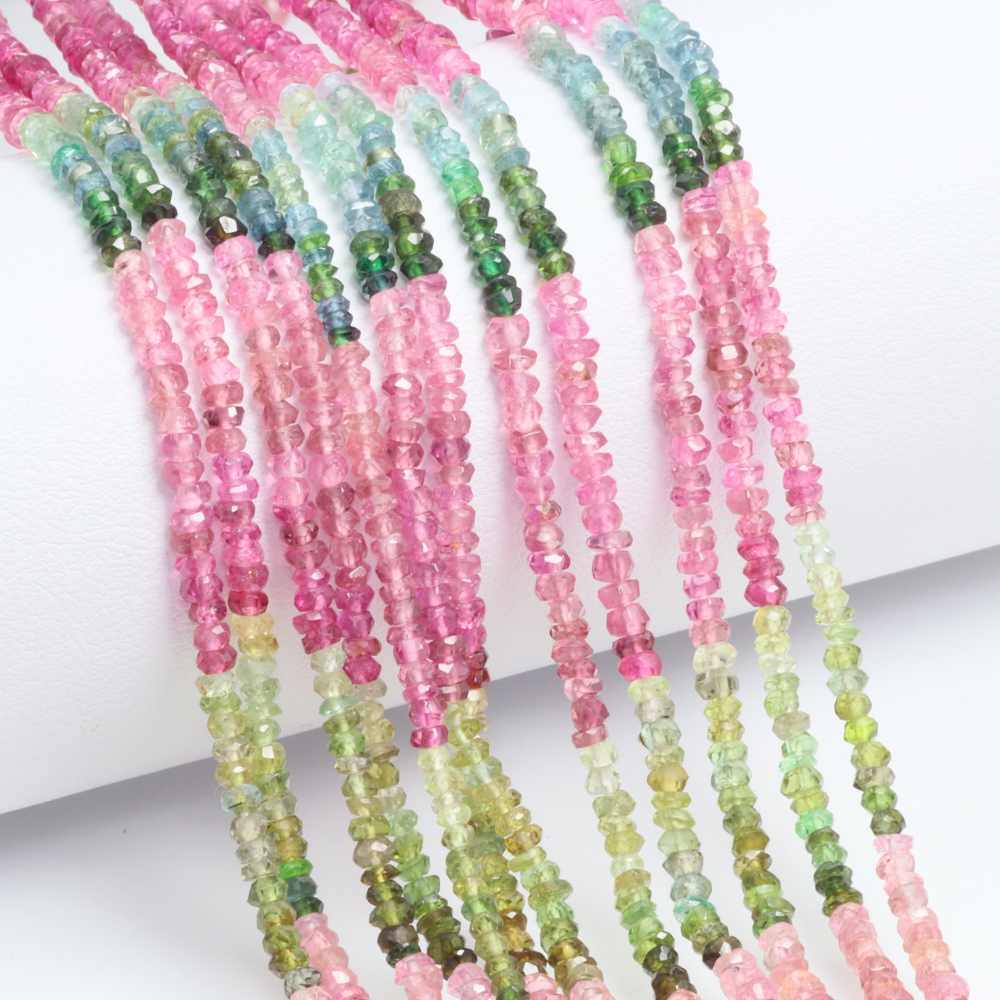 Watermelon Tourmaline 2.5mm Hand Faceted Rondelles Bead Strand