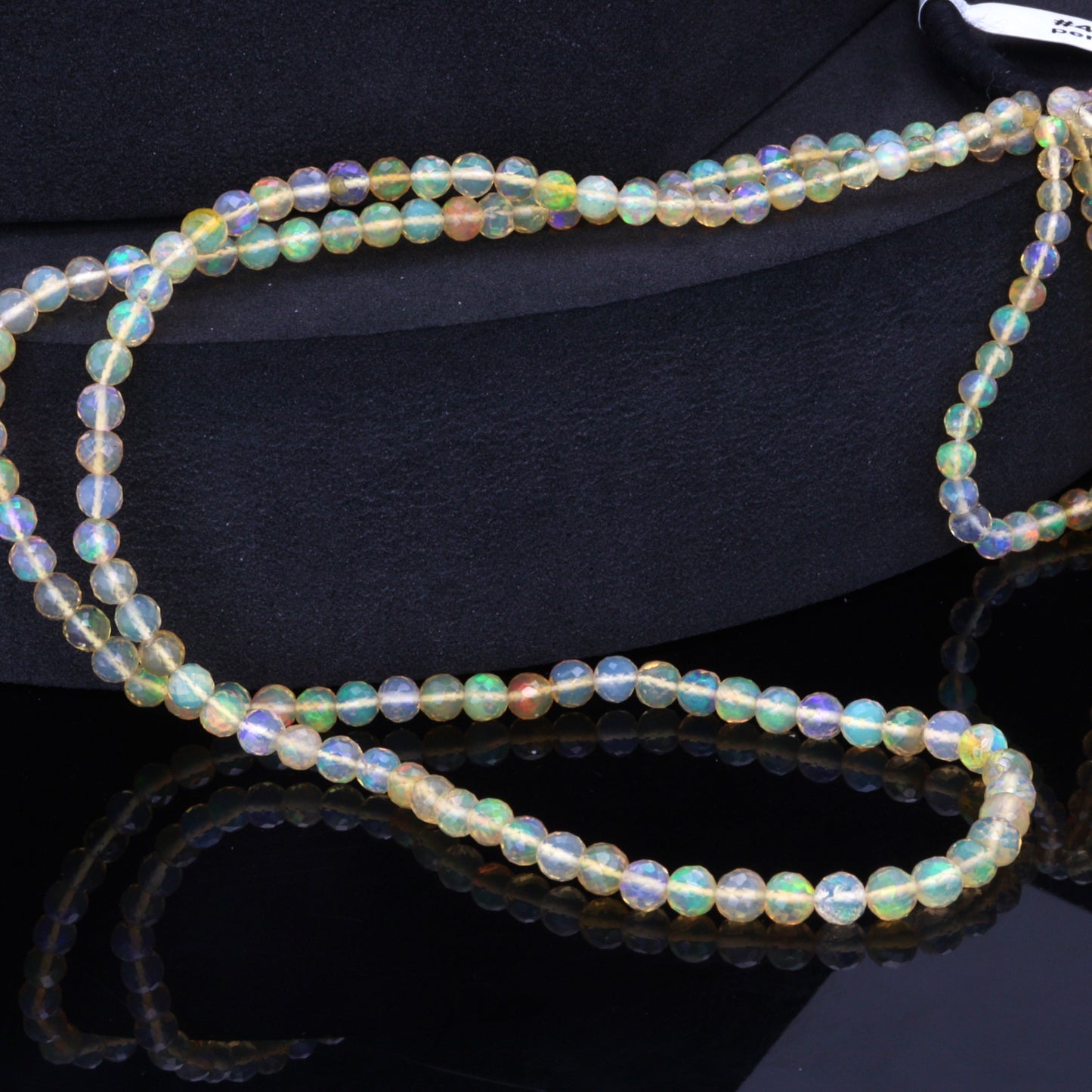 Yellow Ethiopian Opal 3mm - 4mm Hand Faceted Rounds Bead Strand