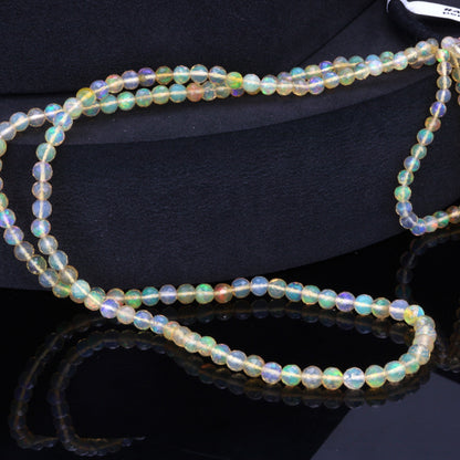 Yellow Ethiopian Opal 3mm - 4mm Hand Faceted Rounds Bead Strand