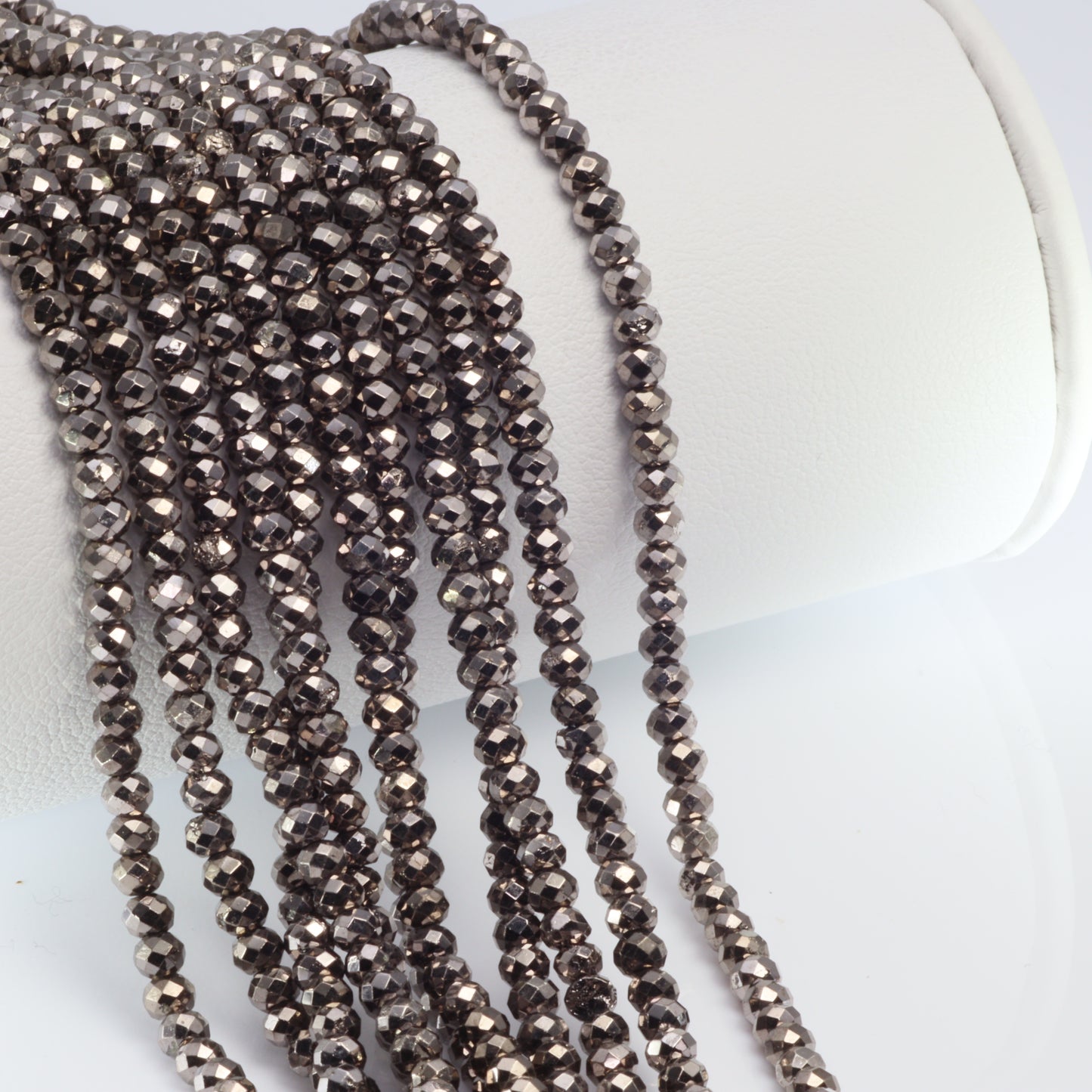 Gunmetal Plated Pyrite 3mm Faceted Rondelles Bead Strand