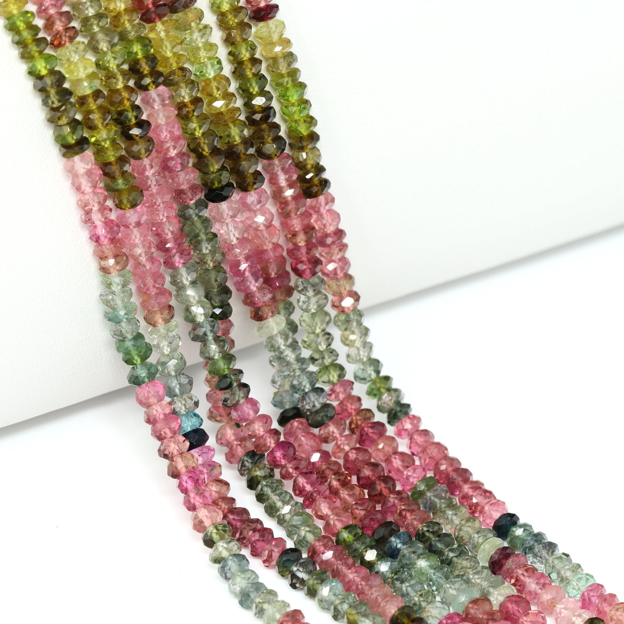 Watermelon Tourmaline 4mm Hand Faceted Rondelles Bead Strand
