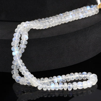 Blue Rainbow Moonstone 6mm Faceted Rondelles