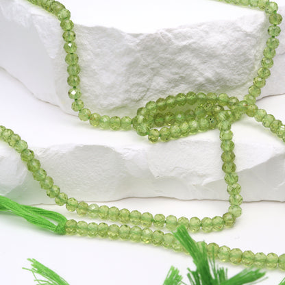 Green Peridot 4mm Faceted Rondelles Bead Strand