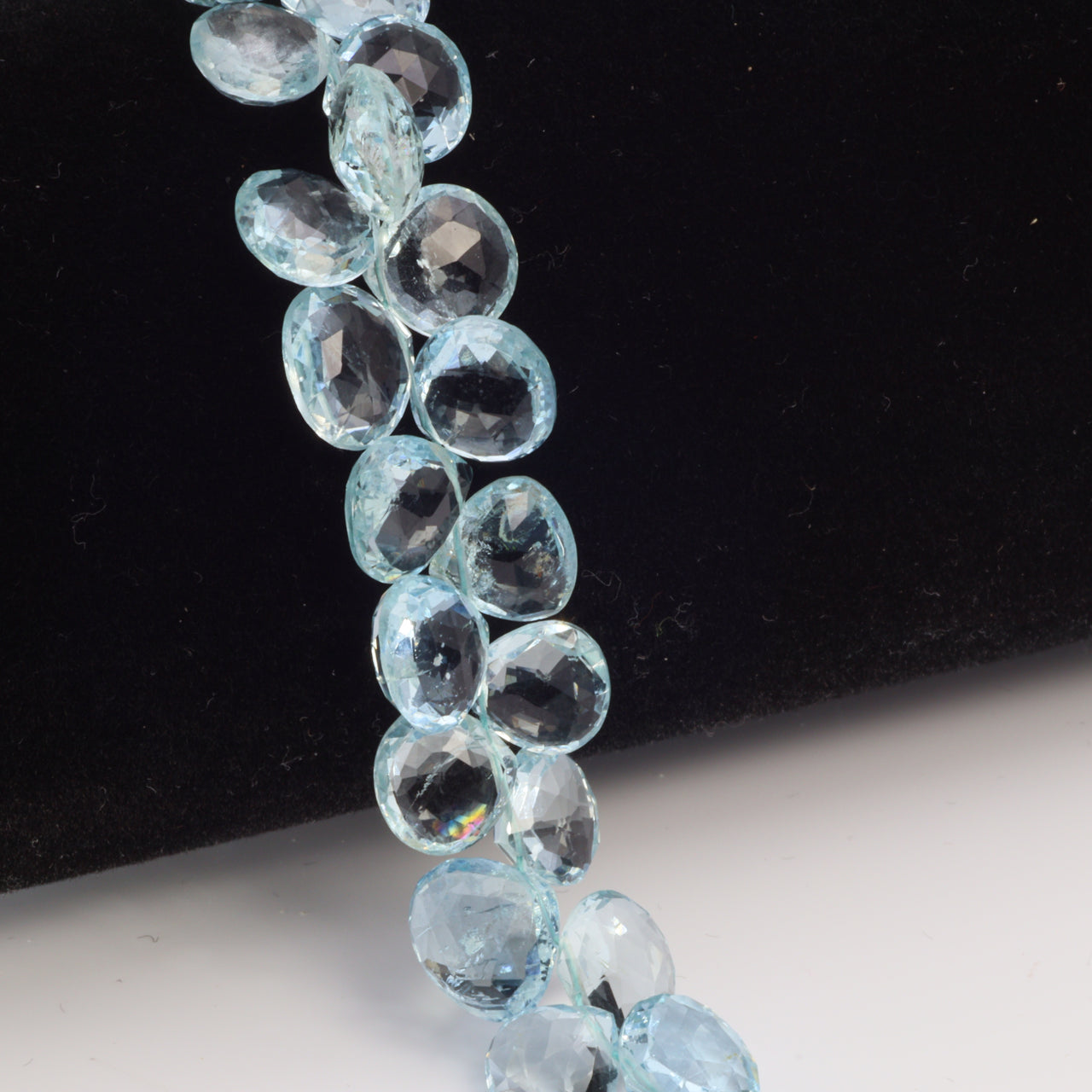 Blue Aquamarine 9mm Faceted Heart Shaped Briolettes