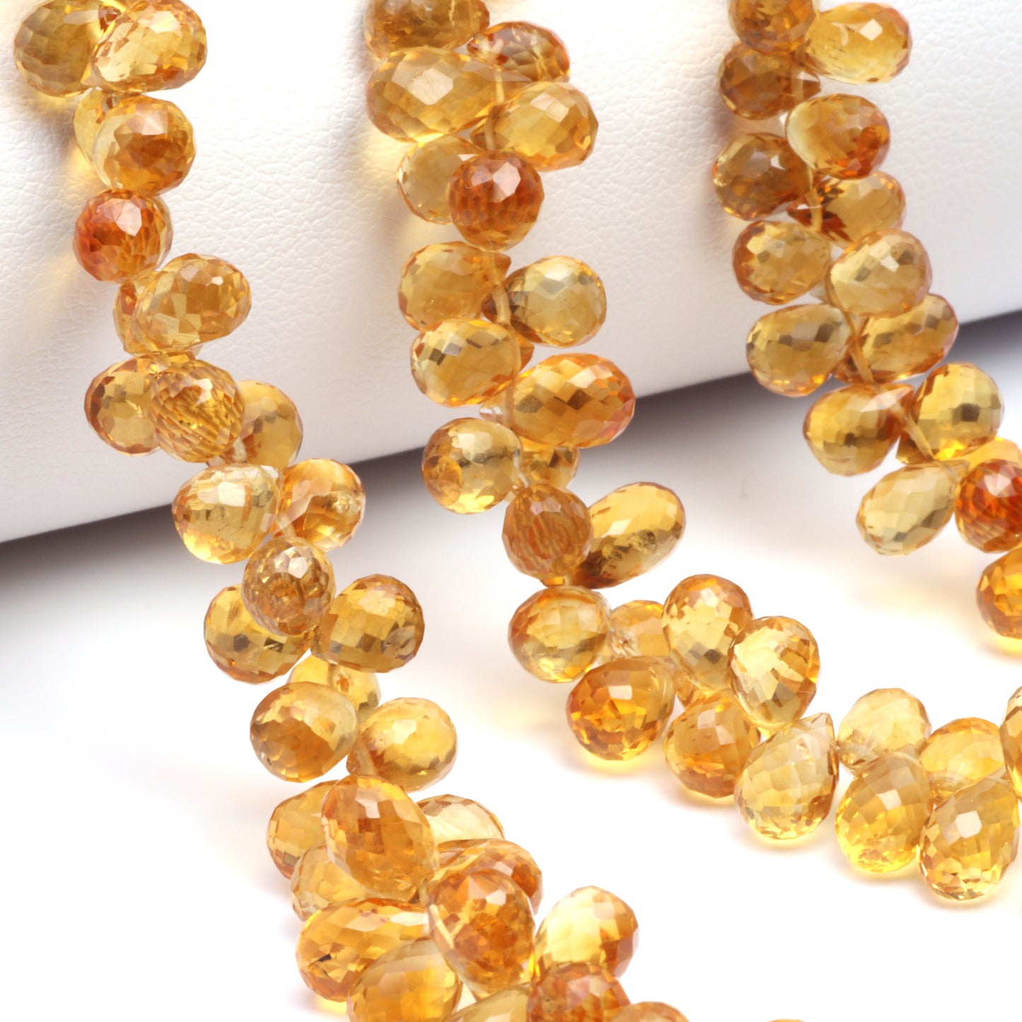Orange Madeira Citrine 7x5mm Faceted Teardrop Briolettes