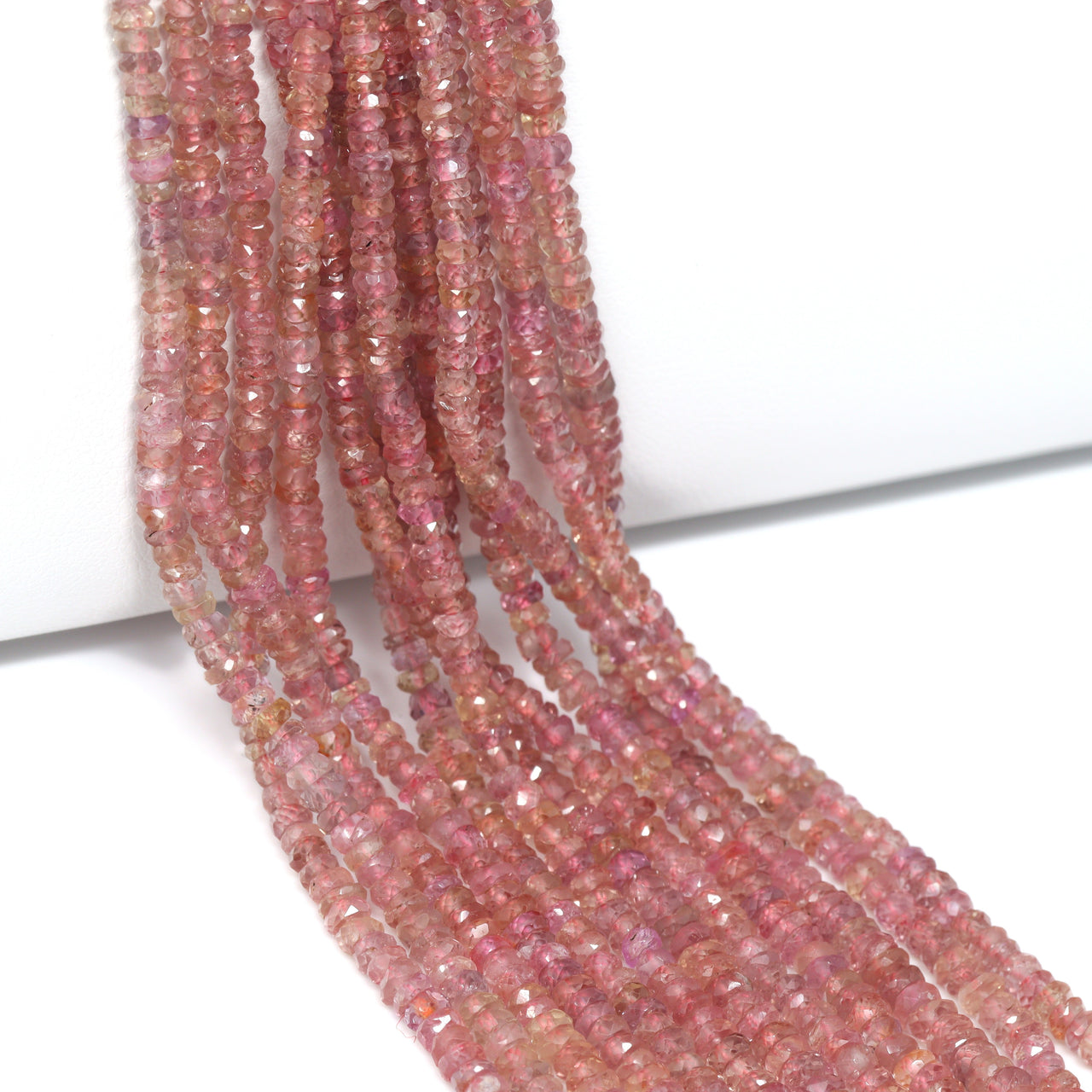 Pink Sapphire 2.5mm – 4mm Hand Faceted Rondelles Bead Strand