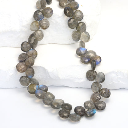 AA Blue Labradorite 7mm - 8mm  Faceted Hearts Bead Strand