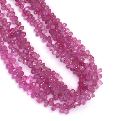 Pink Sapphire 4x2mm - 5x3mm Faceted Teardrop Briolettes Bead Strand