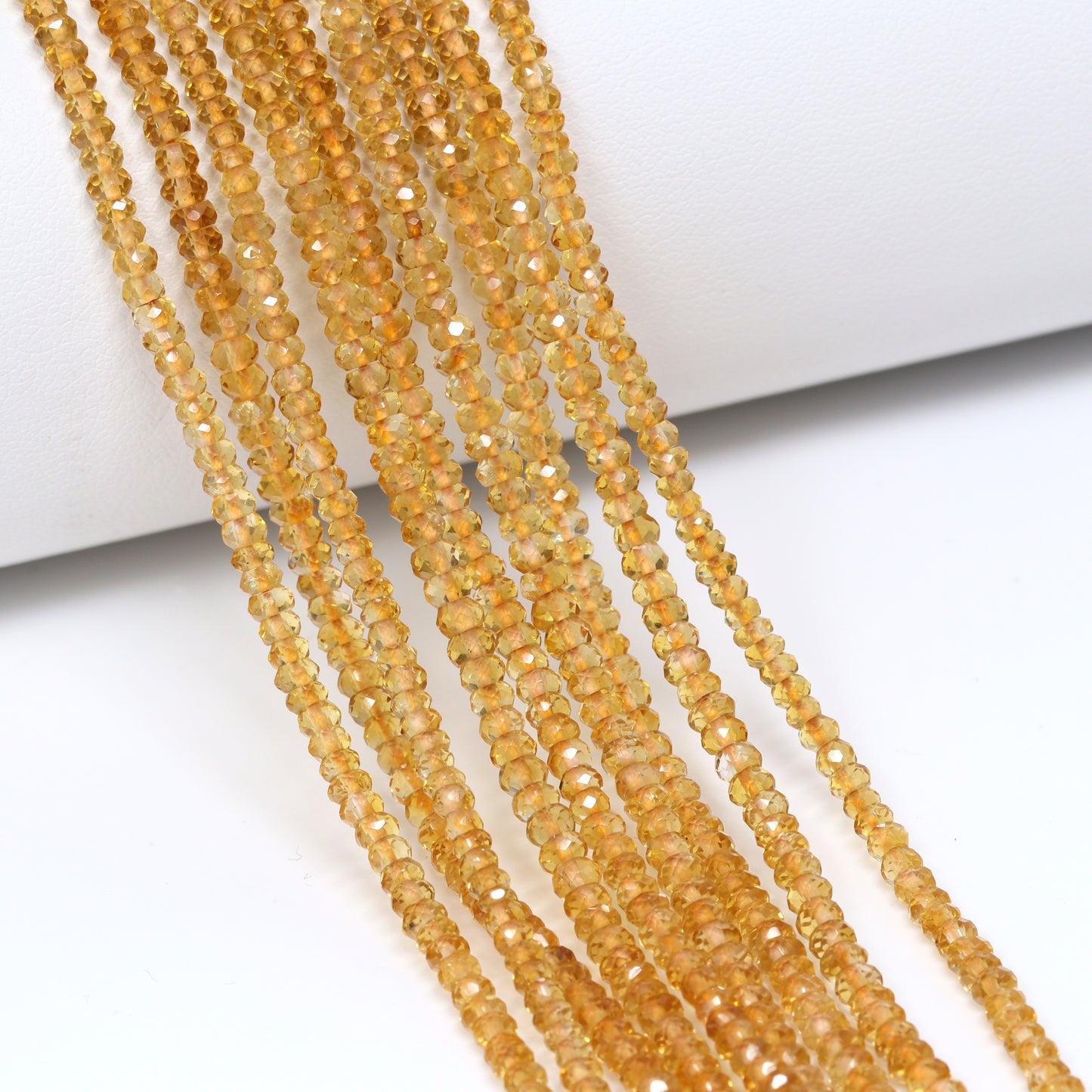 Citrine 3mm Hand Faceted Rondelles Bead Strand