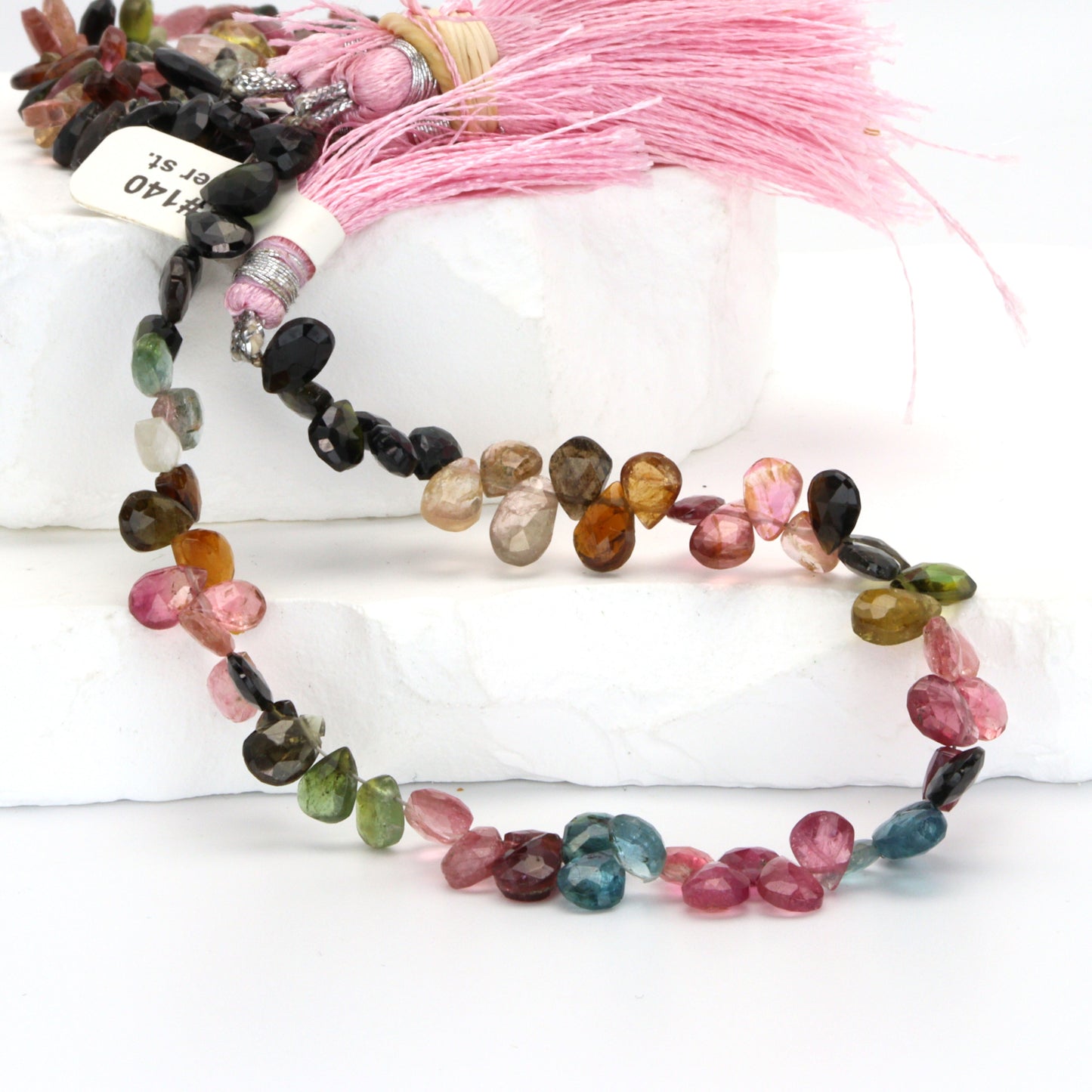 Watermelon Tourmaline 7x5mm Faceted Pear Shaped Briolettes