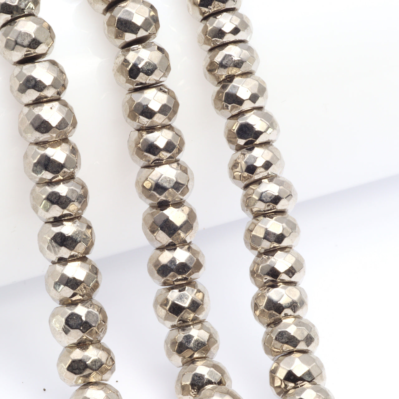 Platinum Plated Pyrite 8mm Faceted Rondelles