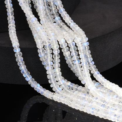 Blue Rainbow Moonstone 5mm Faceted Rondelles Bead Strand