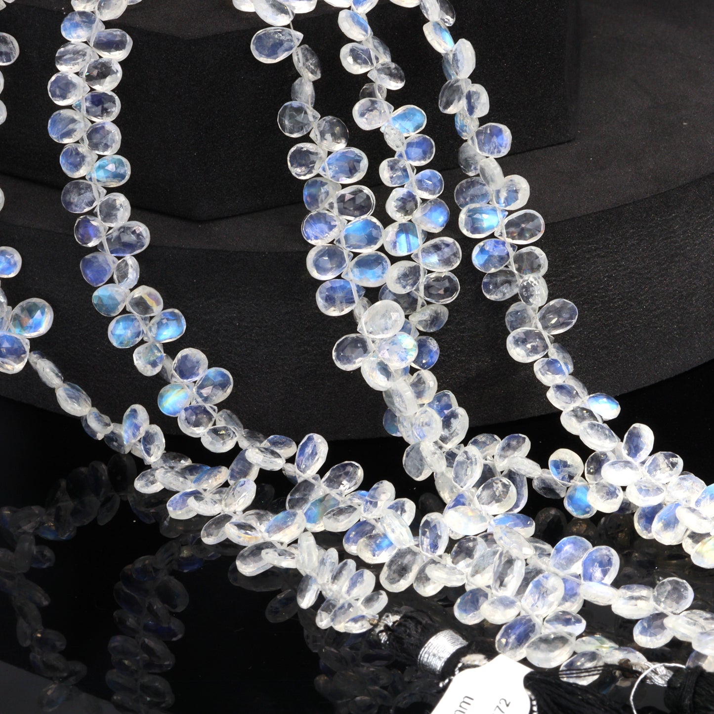 AAA Blue Rainbow Moonstone 7x5mm Faceted Pear Shaped Briolettes