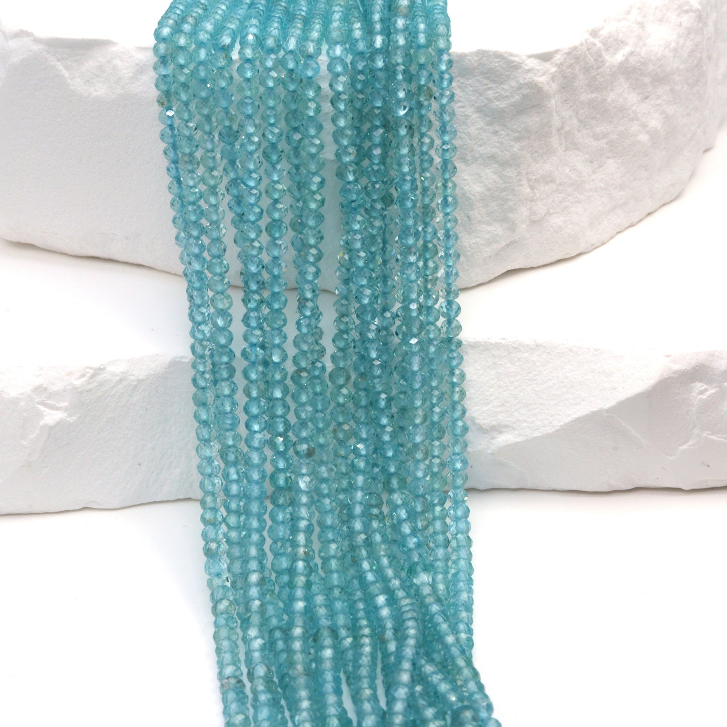 Sea Blue Apatite 2.5mm Faceted Rondelles Bead Strand