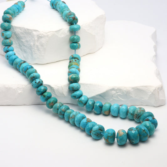 Natural Blue Turquoise 9mm Faceted Rondelles