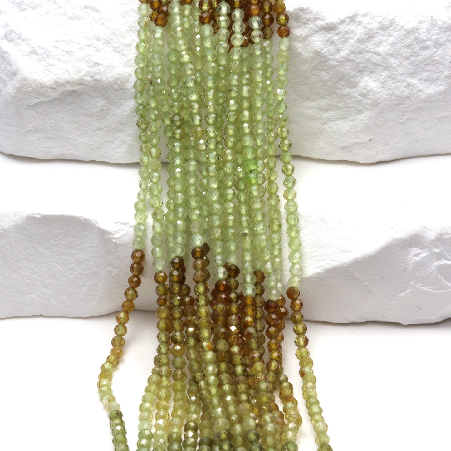 Ombre Green Grossular Garnet 2mm Faceted Rounds