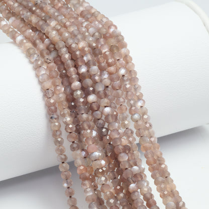 Chocolate Moonstone 3mm Faceted Rondelles Bead Strand