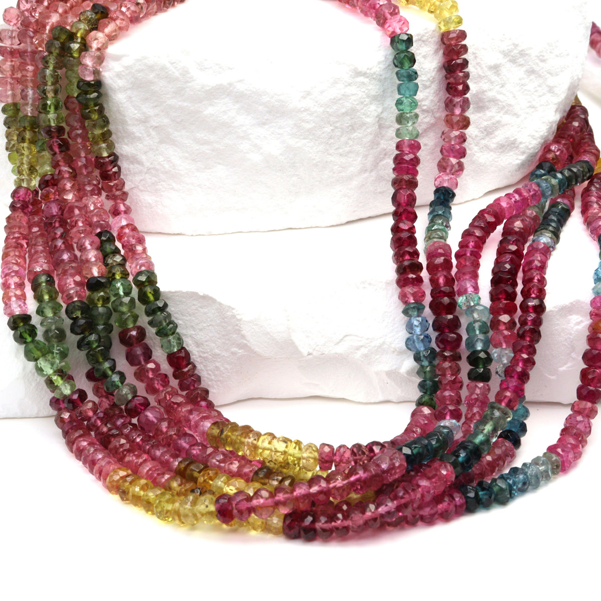 Watermelon Tourmaline 3.5mm Hand Faceted Rondelles Bead Strand