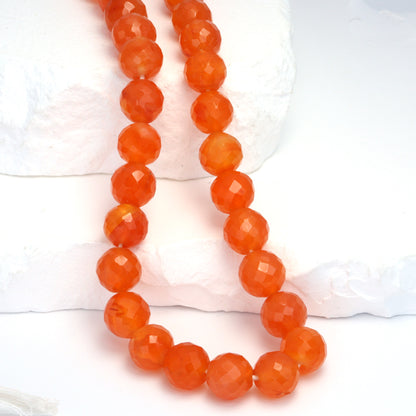 Orange Carnelian 10mm Faceted Rounds Bead Strand