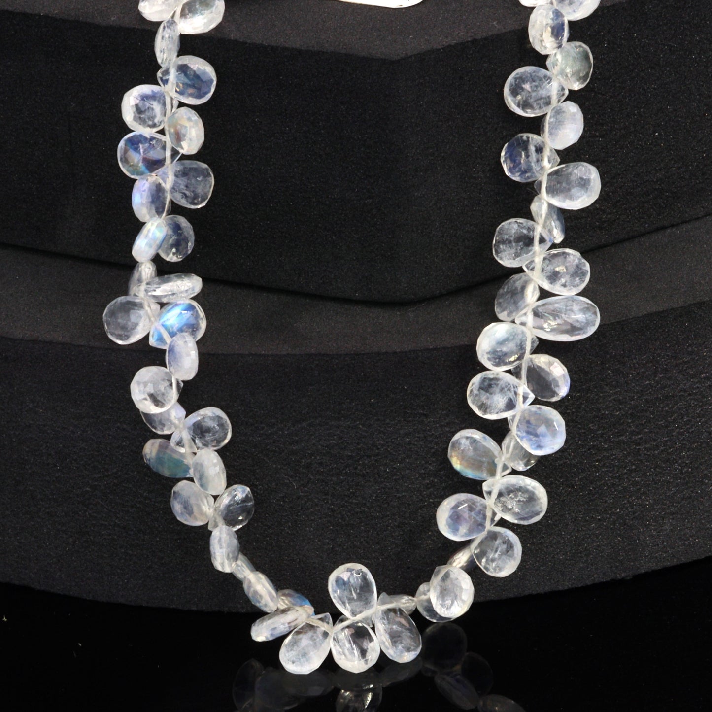 AA Blue Rainbow Moonstone 7x5mm Faceted Pear Shaped Briolettes Bead Strand