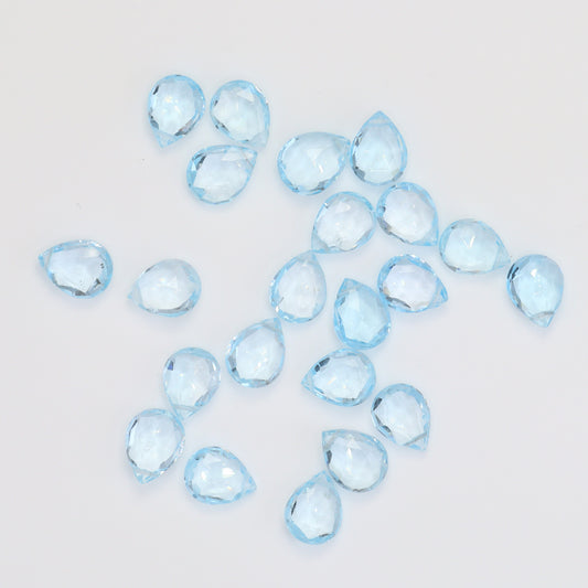 Sky Blue Topaz 9x7mm Faceted Pear Shaped Briolettes Loose Beads