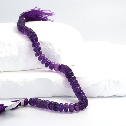 Purple Amethyst 7mm Smooth Rondelles