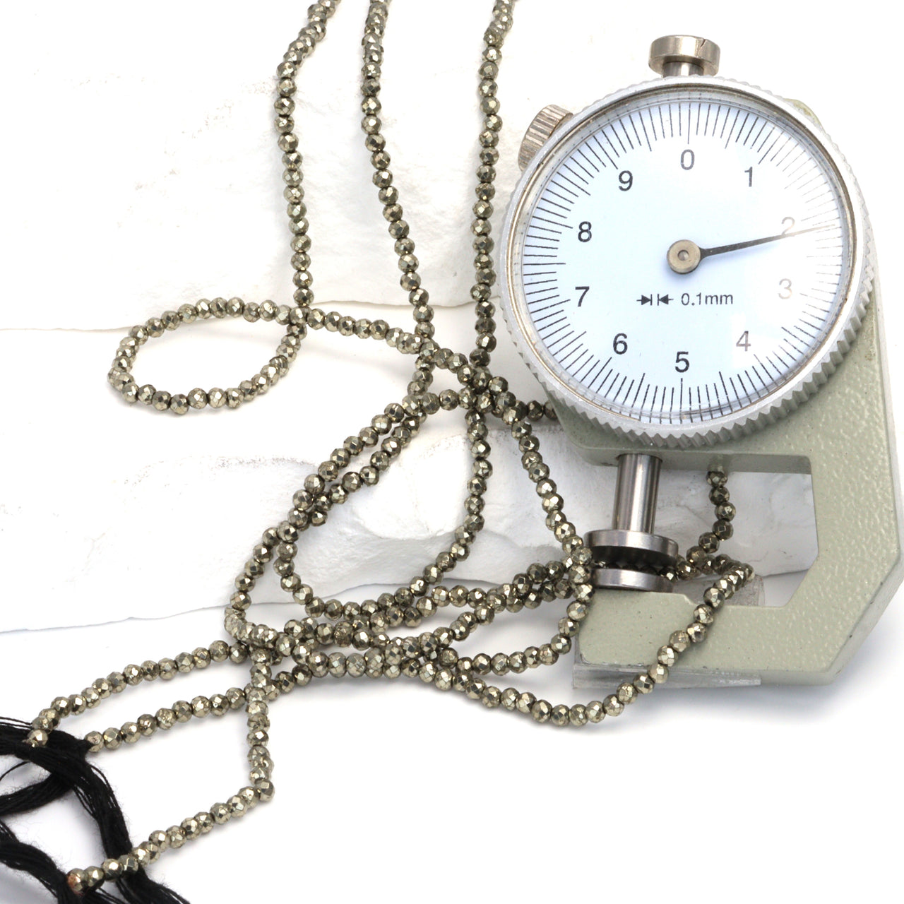 Natural Pyrite 2mm Faceted Rounds Bead Strand