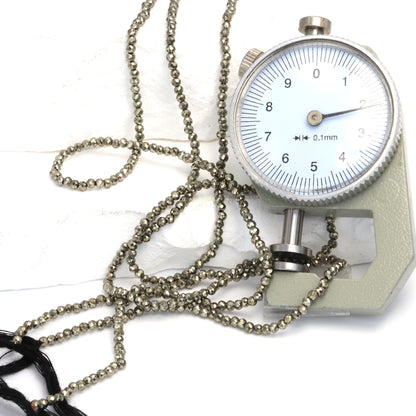 Natural Pyrite 2mm Faceted Rounds Bead Strand