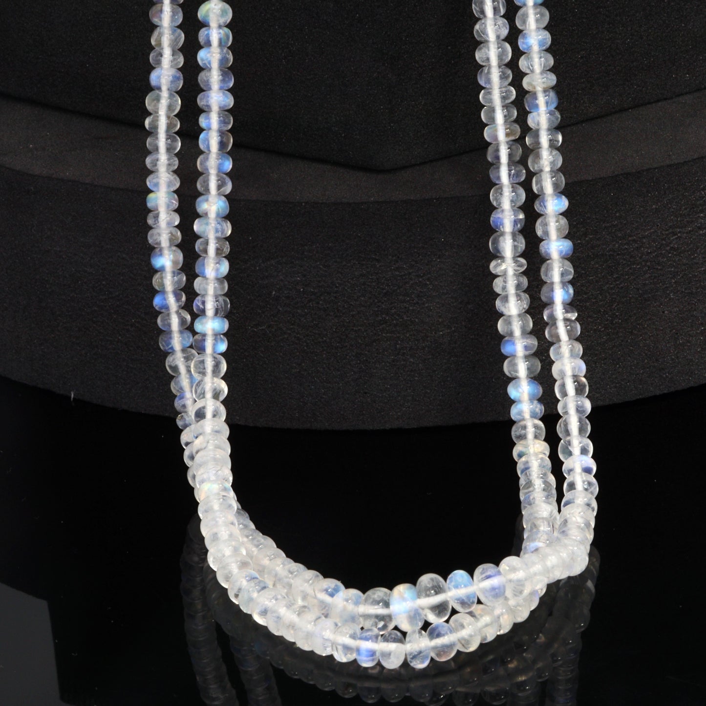 AA Blue Rainbow Moonstone 4.5mm Smooth Rondelles