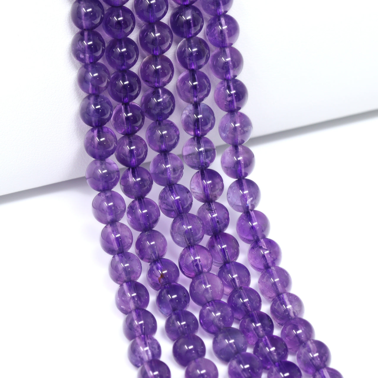 Purple Amethyst 6mm Smooth Rounds Bead Strand