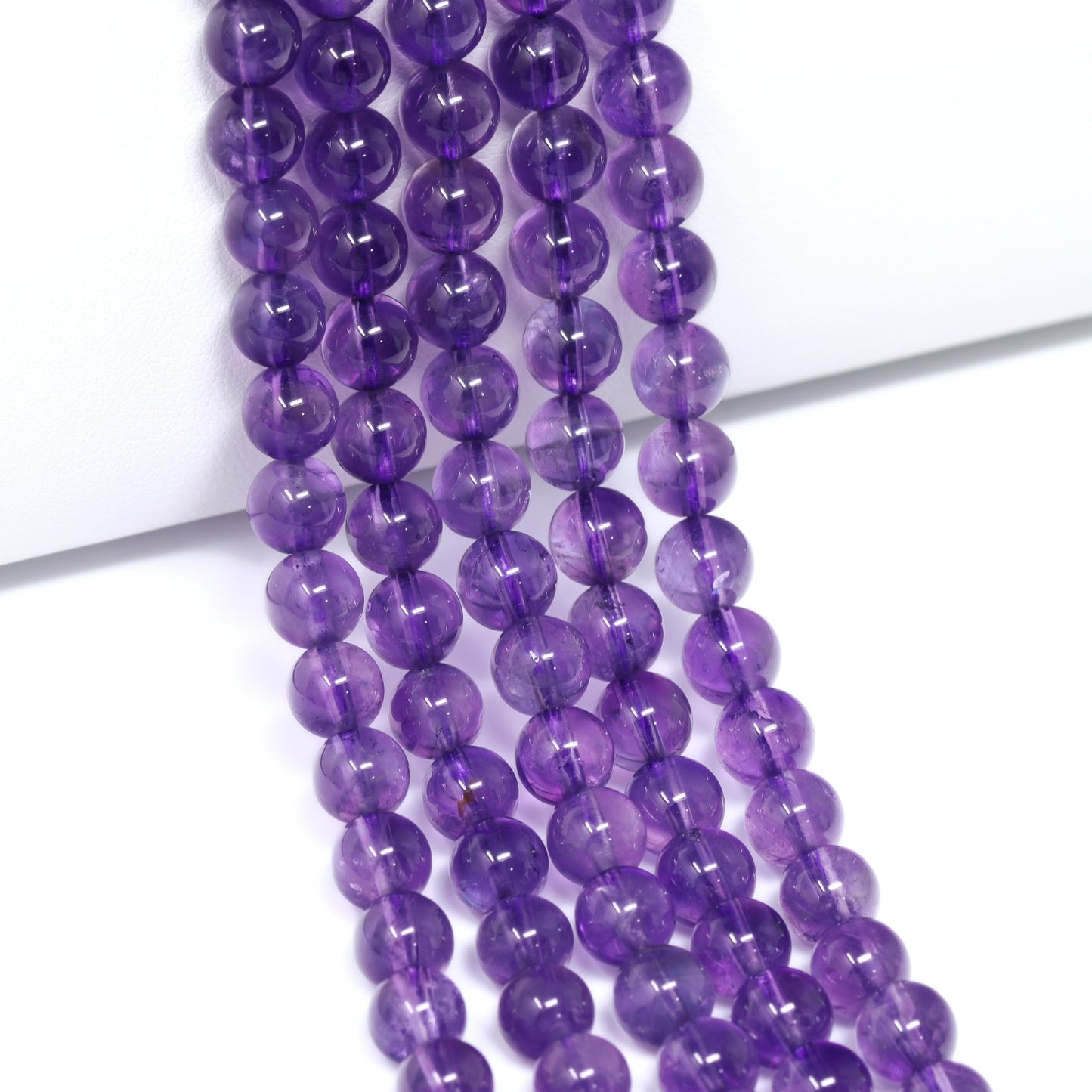 Purple Amethyst 6mm Smooth Rounds Bead Strand