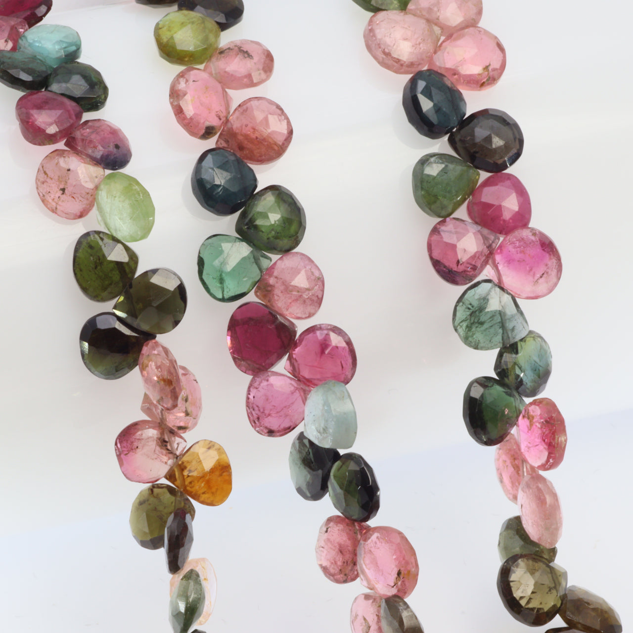 Watermelon Tourmaline 6.5mm Faceted Heart Shaped Briolettes