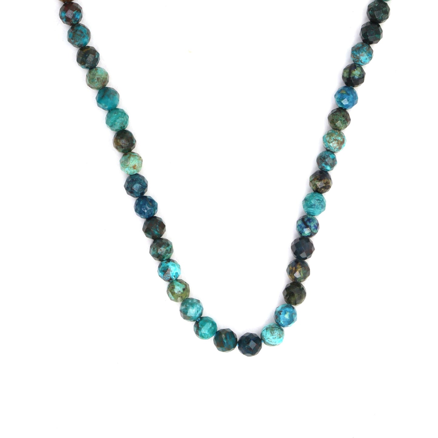 Blue Green Chrysocolla 4mm Faceted Rounds Bead Strand