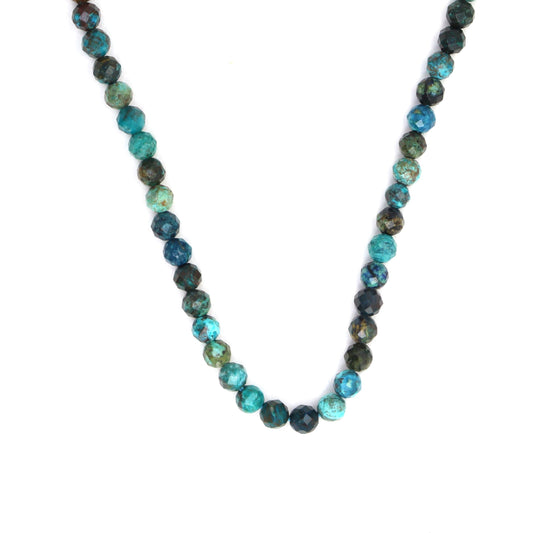 Blue Green Chrysocolla 4mm Faceted Rounds Bead Strand