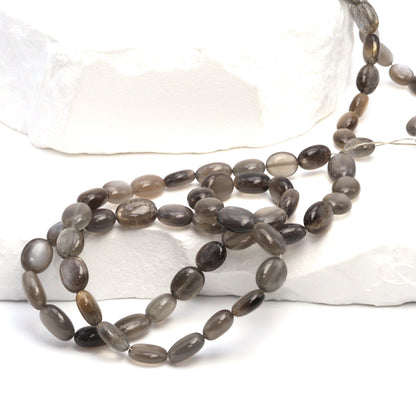 Gold Shine Gray Moonstone 8x6mm Smooth Ovals