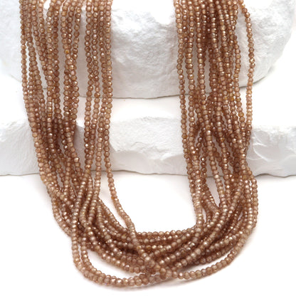 Brown Zircon 1.8mm Faceted Rounds Bead Strand