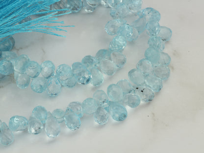 Sky Blue Topaz 6x4mm Faceted Teardrop Briolettes Bead Strand