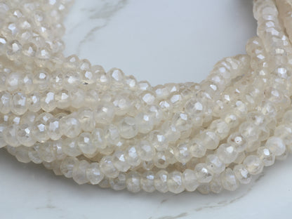 Coated White Moonstone 3mm Faceted Rondelles