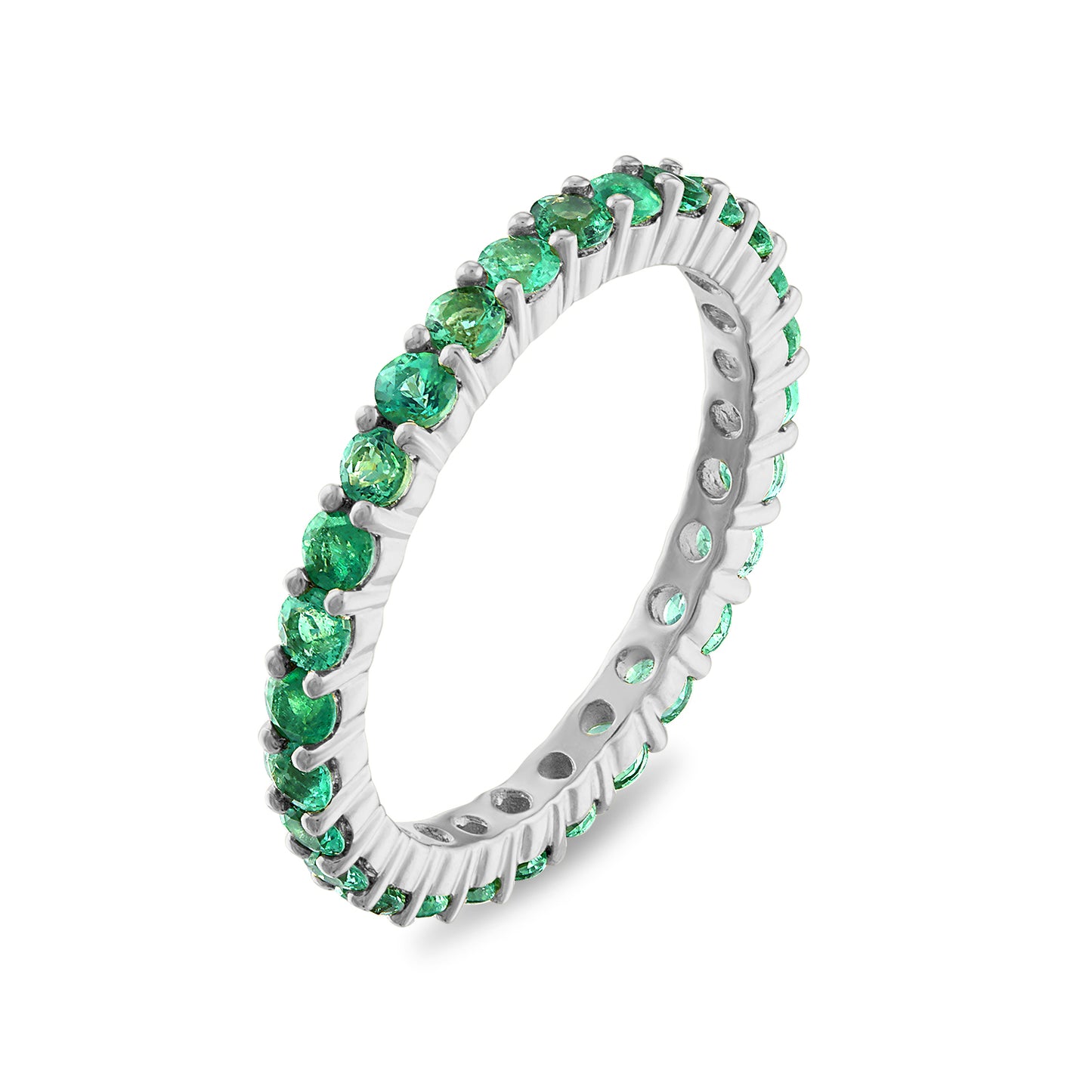 Shared Prong Emerald Eternity Band