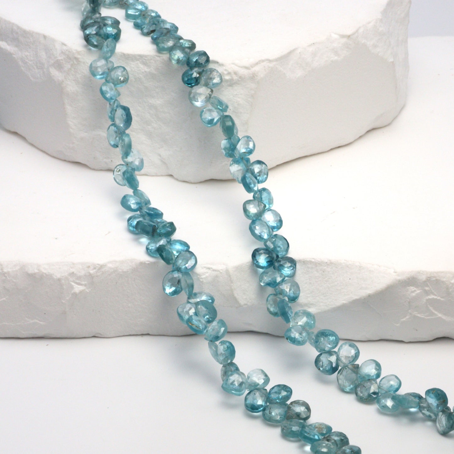 Blue Zircon 5mm Faceted Heart Shaped Briolettes