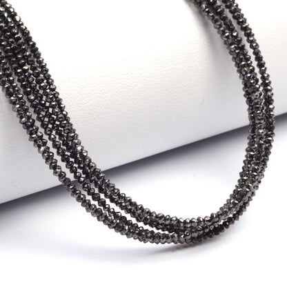 Black Diamond 1.8mm Hand Faceted Rondelles Bead Strand