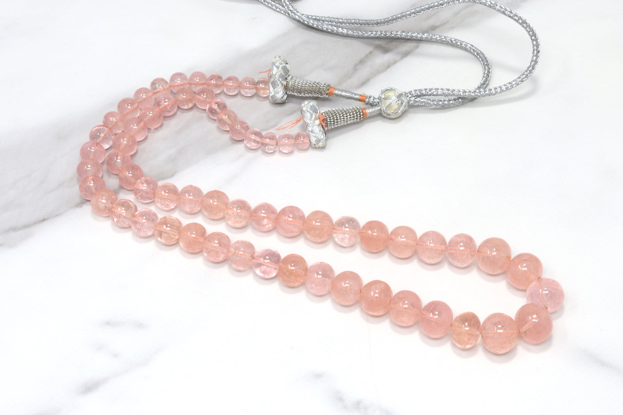 Pink Morganite 6mm-11mm Smooth Rondelles 1 Strand Bead Necklace