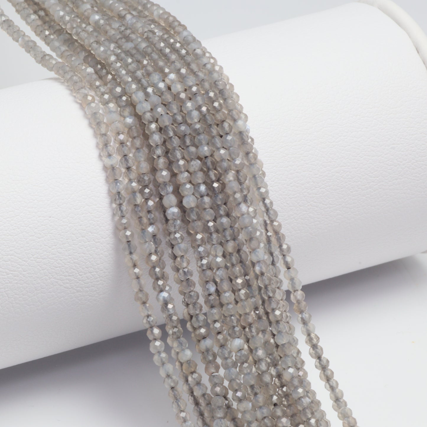 Gray Moonstone 2mm Faceted Rondelles Bead Strand