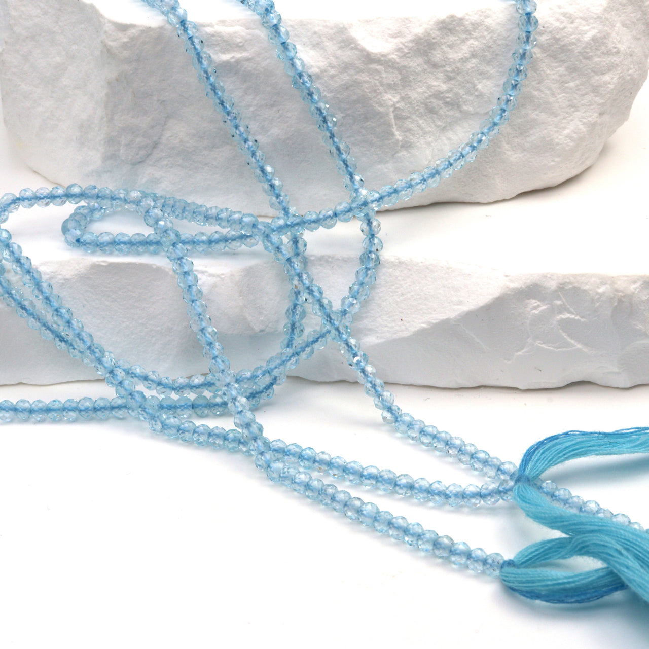 Sky Blue Topaz 3mm Faceted Rondelles Bead Strand