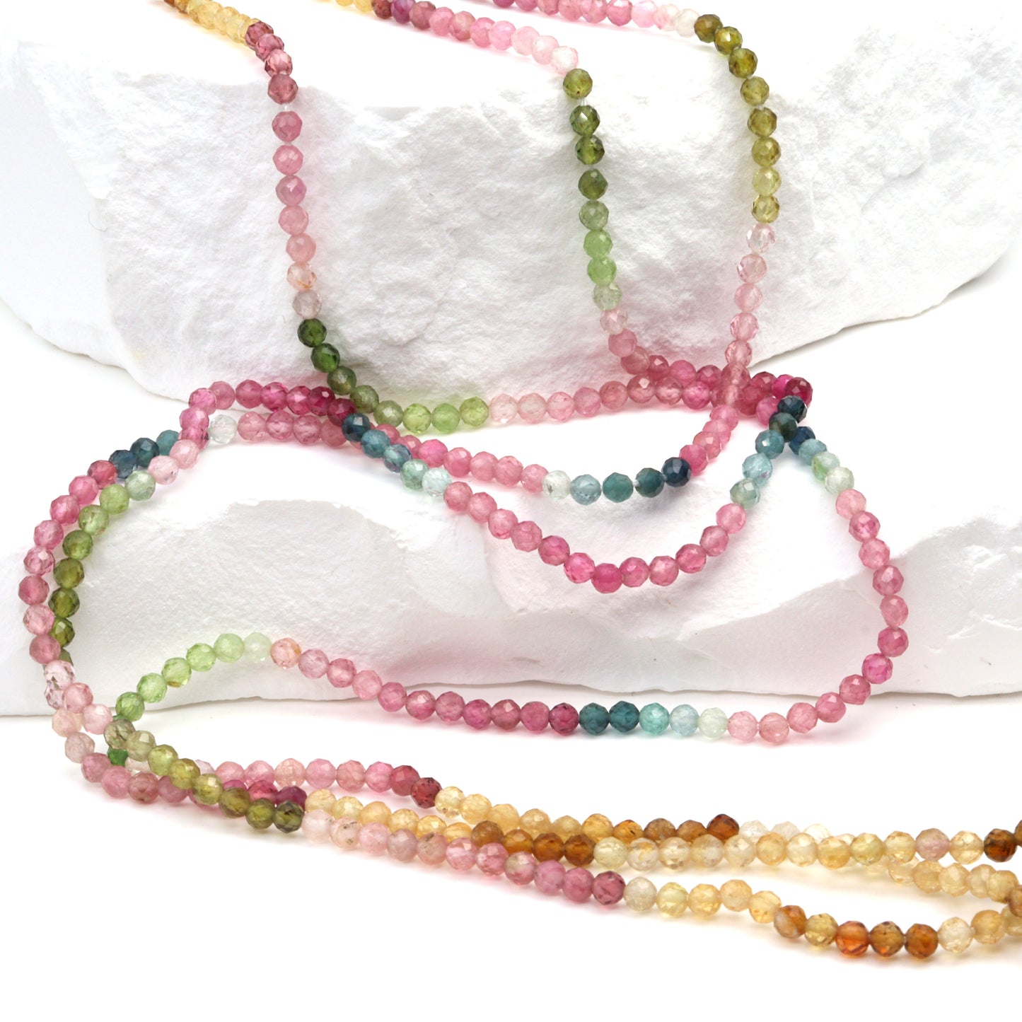 Watermelon Tourmaline 2.5mm Faceted Rounds Bead Strand