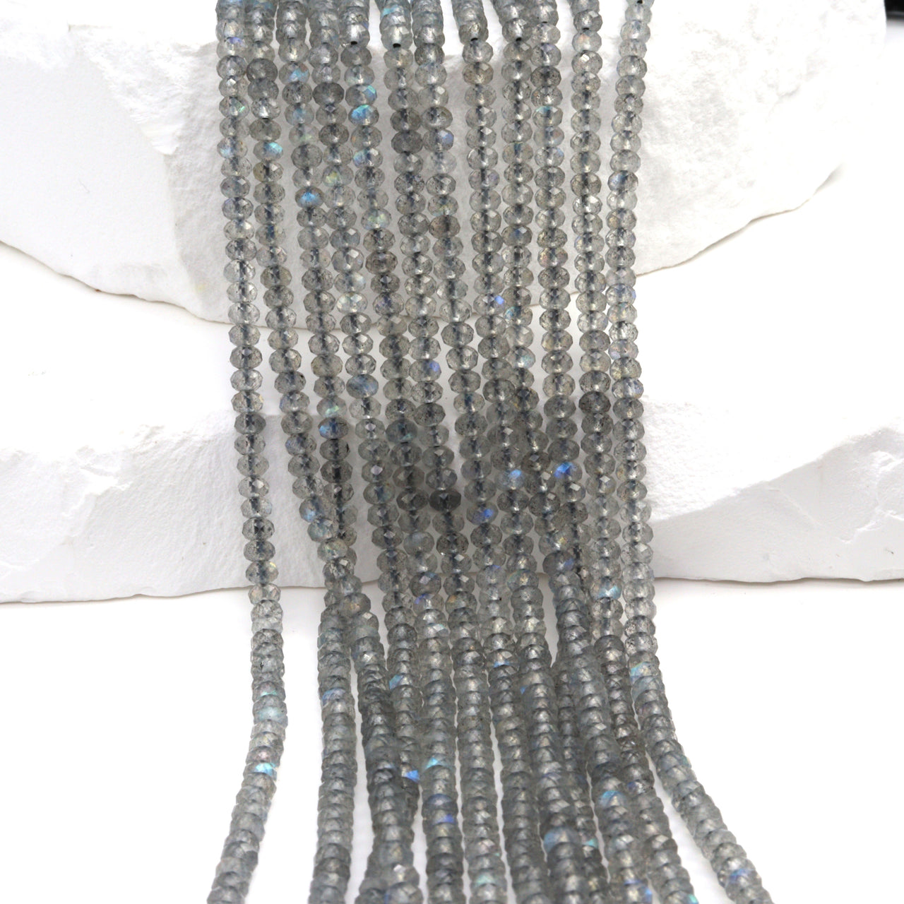 Blue Labradorite 3mm Faceted Rondelles Bead Strand